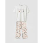 LC Waikiki Lcw Young Ekru Bisiklet Yaka Baskılı Kadın Pijama Takımı