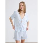 LC Waikiki Lcw Young Lila V Yaka Ekose Kadın Şortlu Pijama Takımı