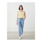 LC Waikiki LCWAIKIKI Classic Bej Beli Lastikli Carrot Fit Kadın Jean Pantolon