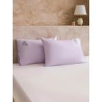 LC Waikiki Lila Çiçek Nakışlı Pamuklu Yastık Kılıfı 50X70 cm (S6)