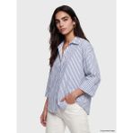 LC Waikiki Mavi Çizgili Oversize Kadın Gömlek - XS - Açık Mavi