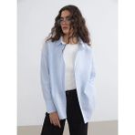 LC Waikiki Mavi Çizgili Oversize Oxford Kadın Gömlek - 2XL
