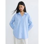 LC Waikiki Mavi Çizgili Oversize Oxford Kadın Gömlek - 3XL