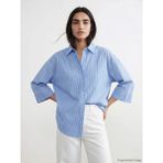 LC Waikiki Mavi Çizgili Oversize Poplin Kadın Gömlek - 3XL