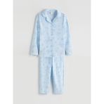 LC Waikiki Mavi Gömlek Yaka Fiyonk Desenli Kız Çocuk Pijama Takımı (S6) - Blue - Dropsuz - 8 - 9 Yaş
