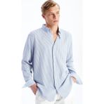 LC Waikiki Mavi Slim Fit Çizgili Armürlü Erkek Gömlek - XL