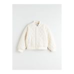 LC Waikiki M&B Collection Ekru Dik Yaka Kapitone Desenli Kız Çocuk Mont