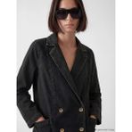 LC Waikiki Natuvera Siyah Kruvaze Yaka Kadın Jean Blazer Ceket - M