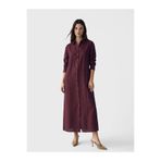LC Waikiki NEVAVM Farkıyla LCW Modest Mürdüm Kuşaklı Keten Gömlek Elbise - S6C279Z8-14F