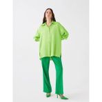 LC Waikiki Oversize Saten Kadın Gömlek - Renkli - 36