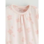 LC Waikiki Pembe Bisiklet Yaka Çiçekli Kız Bebek Pijama Takımı - 0 - 1 Ay