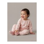 LC Waikiki Pembe Bisiklet Yaka Çiçekli Kız Bebek Pijama Takımı
