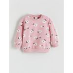 LC Waikiki Pembe Bisiklet Yaka Çiçekli Kız Bebek Sweatshirt ve Tayt 2'li - 3 - 6 Ay