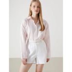 LC Waikiki Pembe Çizgili Oversize Oxford Kadın Gömlek - XL