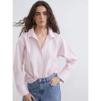 LC Waikiki Pembe Çizgili Oversize Oxford Kadın Gömlek - XS