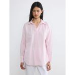 LC Waikiki Pembe Çizgili Oversize Oxford Kadın Gömlek