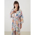 LC Waikiki Pembe Şal Yaka Desenli Oversize Kadın Kimono - XL - 2XL
