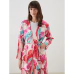 LC Waikiki Pembe Şal Yaka Desenli Oversize Kadın Kimono