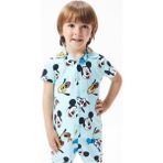 LC Waikiki Polo Yaka Kısa Kollu Minnie Mouse Baskılı Erkek Bebek Pijama Takım - Açık Mavi - 3 - 6 Ay
