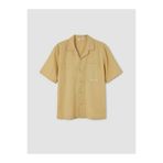 LC Waikiki Sarı Regular Fit Nakışlı Keten Karışımlı Erkek Gömlek