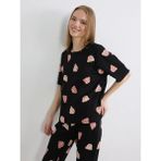 LC Waikiki Siyah Ayı Teddy Baskılı Kadın Pijama Takım - 2XL