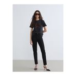 LC Waikiki Siyah Beli Lastikli Slim Mom Kadın Jean Pantolon