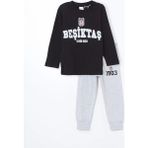Lc Waıkıkı Siyah Bisiklet Yaka Baskılı Uzun Kollu Erkek Bebek Pijama Takımı T T - 5 - 6 Yaş - 000-Siyah