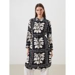 LC Waikiki Siyah Çiçekli Oversize Kadın Gömlek Tunik - 38