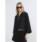 LC Waikiki Siyah Çizgili Oversize Kadın Gömlek