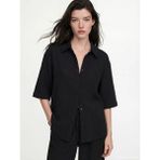 LC Waikiki Siyah Dokulu Oversize Müslin Kadın Gömlek - XL - 2XL