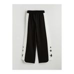 LC Waikiki Siyah Geniş Paça Yıldız Baskılı Kız Çocuk Eşofman Altı