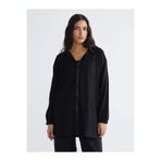 LC Waikiki Siyah Kapüşonlu Oversize Kadın Tunik (S6)