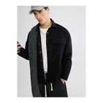 LC Waikiki Siyah Loose Fit Erkek Gabardin Gömlek Ceket