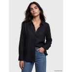 LC Waikiki Siyah Oversize Kadın Keten Gömlek - XL