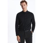 LC Waikiki Siyah Regular Fit Uzun Kollu Armürlü Erkek Gömlek - XL