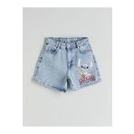 LC Waikiki Stitch Baskılı Kız Çocuk Jean Şort