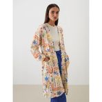 LC Waikiki Turuncu Şal Yaka Desenli Oversize Kadın Kimono - M - L