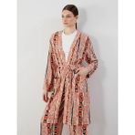 LC Waikiki Turuncu Şal Yaka Desenli Oversize Kadın Kimono - XL - 2XL