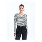 LC Waikiki Vision Bisiklet Yaka Çizgili Uzun Kollu Kadın Body T-shirt