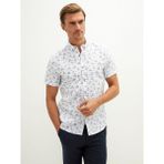 LC Waikiki Vision Slim Fit Kısa Kollu Desenli Erkek Gömlek - Beyaz