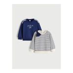 LC Waikiki Vizyon Yeni Sezon Bisiklet Yaka Baskılı Kız Çocuk Sweatshirt 2'li