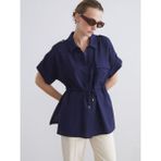 Lc Waikiki Yeni Sezon Armürlü Oversize Kadın Gömlek - 42 - Lacivert