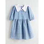 Lc Waikiki Yeni Sezon Bebe Yaka Çiçekli Kız Çocuk Elbise - Mavi - 7 - 8 Yaş