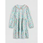 Lc Waikiki Yeni Sezon Bebe Yaka Çiçekli Kız Çocuk Poplin Elbise - Mavi - 7 - 8 Yaş