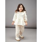 Lc Waikiki Yeni Sezon Bebe Yaka Kız Bebek Bluz ve Pantolon 2'li Takım - Bej - 2 - 3 Yaş