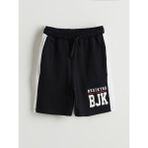 Lc Waikiki Yeni Sezon Beli Lastikli Beşiktaş Baskılı Erkek Çocuk Şort - Siyah - 10 - 11 Yaş