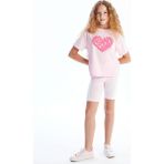 Lc Waikiki Yeni Sezon Beli Lastikli Kız Çocuk Kısa Tayt - Pembe - 9 - 10 Yaş