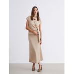 Lc Waikiki Yeni Sezon Beli Lastikli Midi Etek - Kahverengi - 2XL