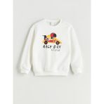 Lc Waikiki Yeni Sezon Bisiklet Yaka Baskılı Erkek Çocuk Sweatshirt - Beyaz - 9 - 12 Ay