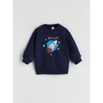 Lc Waikiki Yeni Sezon Bisiklet Yaka Baskılı Erkek Çocuk Sweatshirt - Lacivert - 9 - 12 Ay